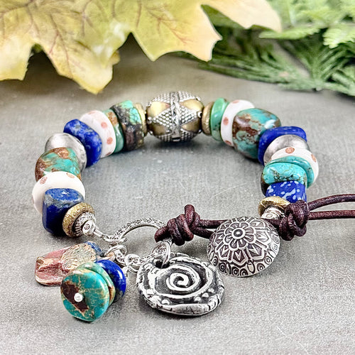 Rustic Turquoise and Lapis Bracelet