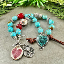 Load image into Gallery viewer, Turquoise and Hearts Bracelet