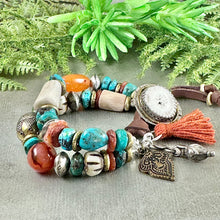 Load image into Gallery viewer, Rustic Turquoise and Carnelian Bracelet