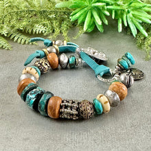 Load image into Gallery viewer, Rustic Turquoise and Ethnic Beads Bracelet