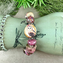 Load image into Gallery viewer, Pink Owl Art Bead Bracelet