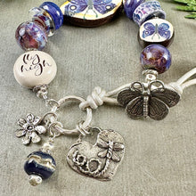 Load image into Gallery viewer, Purple Butterfly Art Bead Bracelet