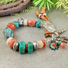 Load image into Gallery viewer, Turquoise and Ancient Stone Bracelet