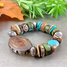 Load image into Gallery viewer, Tibetan Dzi Agate and Turquoise Bracelet