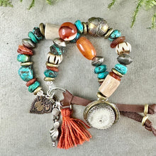 Load image into Gallery viewer, Rustic Turquoise and Carnelian Bracelet