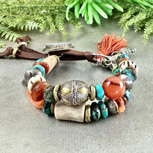 Load image into Gallery viewer, Rustic Turquoise and Carnelian Bracelet