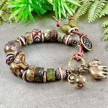 Load image into Gallery viewer, Rustic Green Elephant Bracelet
