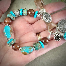 Load image into Gallery viewer, Turquoise and Orange Garnet Bracelet￼