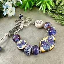 Load image into Gallery viewer, Purple Butterfly Art Bead Bracelet