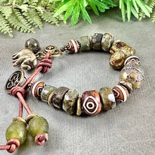 Load image into Gallery viewer, Rustic Green Elephant Bracelet