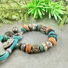 Load image into Gallery viewer, Rustic Turquoise and Ethnic Beads Bracelet
