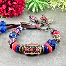 Load image into Gallery viewer, Lapis and Coral Ethnic Style Bracelet