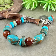 Load image into Gallery viewer, Turquoise and Orange Garnet Bracelet￼