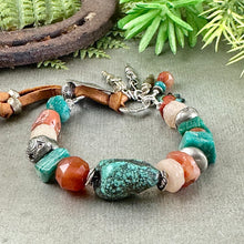 Load image into Gallery viewer, Turquoise and Ancient Stone Bracelet