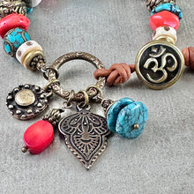 Load image into Gallery viewer, Turquoise and Coral Ethnic Style Bracelet