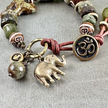 Load image into Gallery viewer, Rustic Green Elephant Bracelet